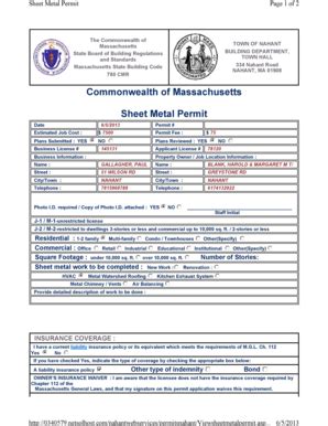 mass sheet metal permit